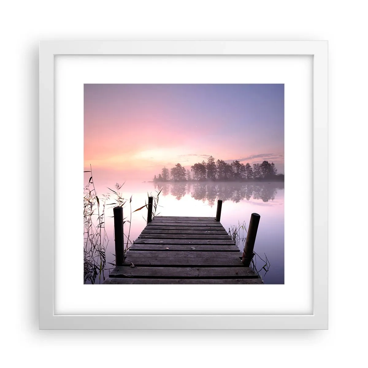 Plakat i hvid ramme - Ud af den lilla tåge... - 30x30 cm