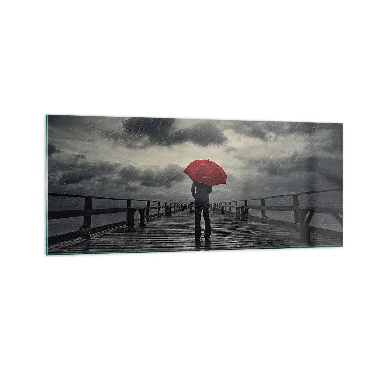 Billede på glas - Det er ingenting, hvis det regner - 100x40 cm