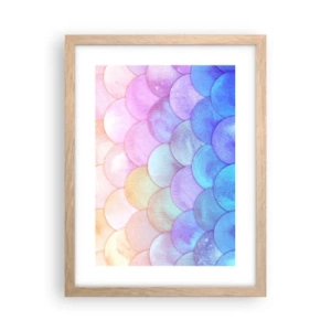 Plakat i ramme af lyst egetræ - Perleskaller - 30x40 cm