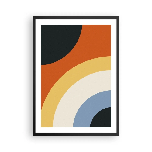 Plakat i sort ramme - Abstrakte farverige buer og cirkler - 50x70cm - Over for hinanden - Moderne vægdekoration til stue og soveværelse ARTTOR
