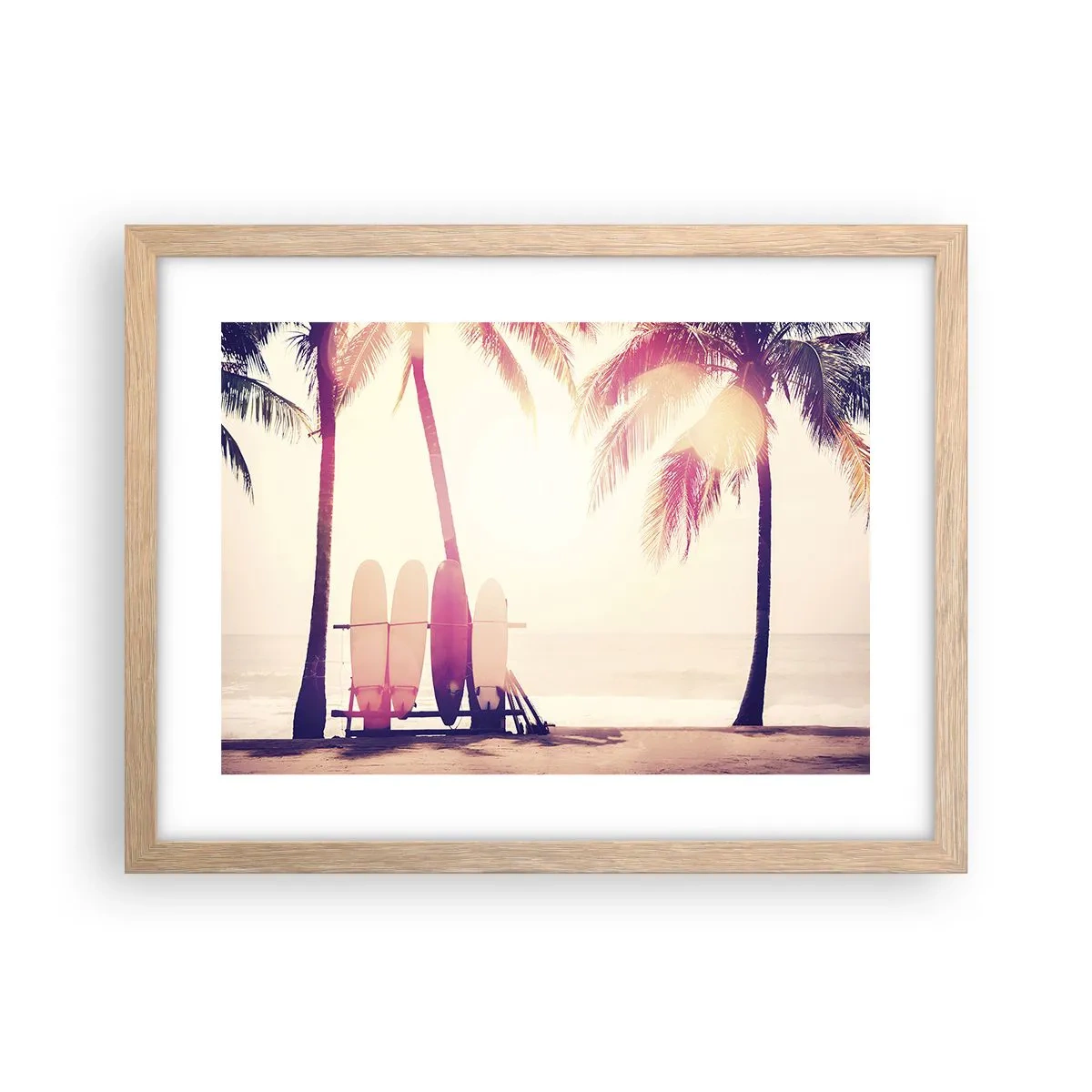 Plakat i ramme af lyst egetræ - Det bliver en fantastisk dag - 40x30 cm