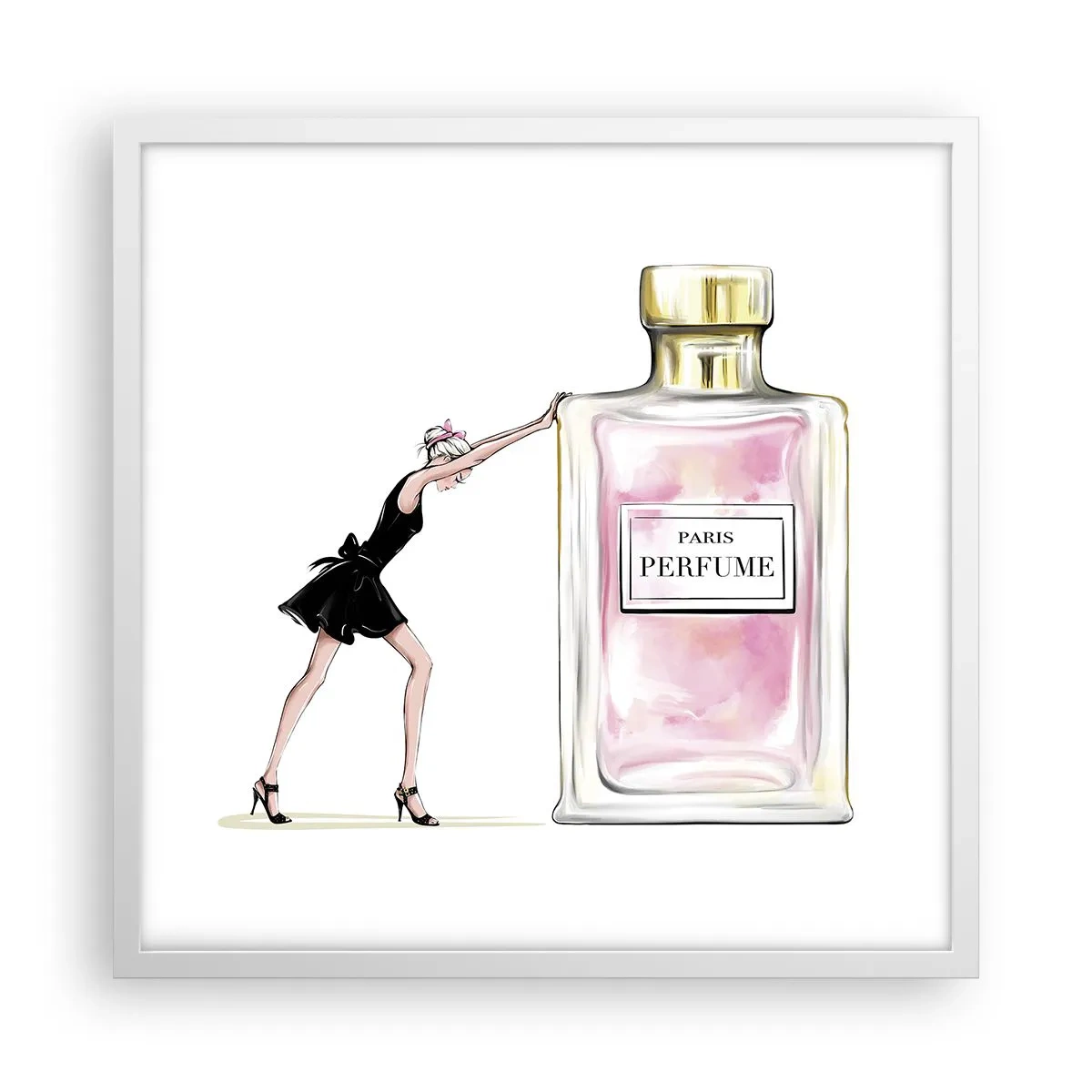 Plakat i hvid ramme - Essensen af kvindelighed - 50x50 cm