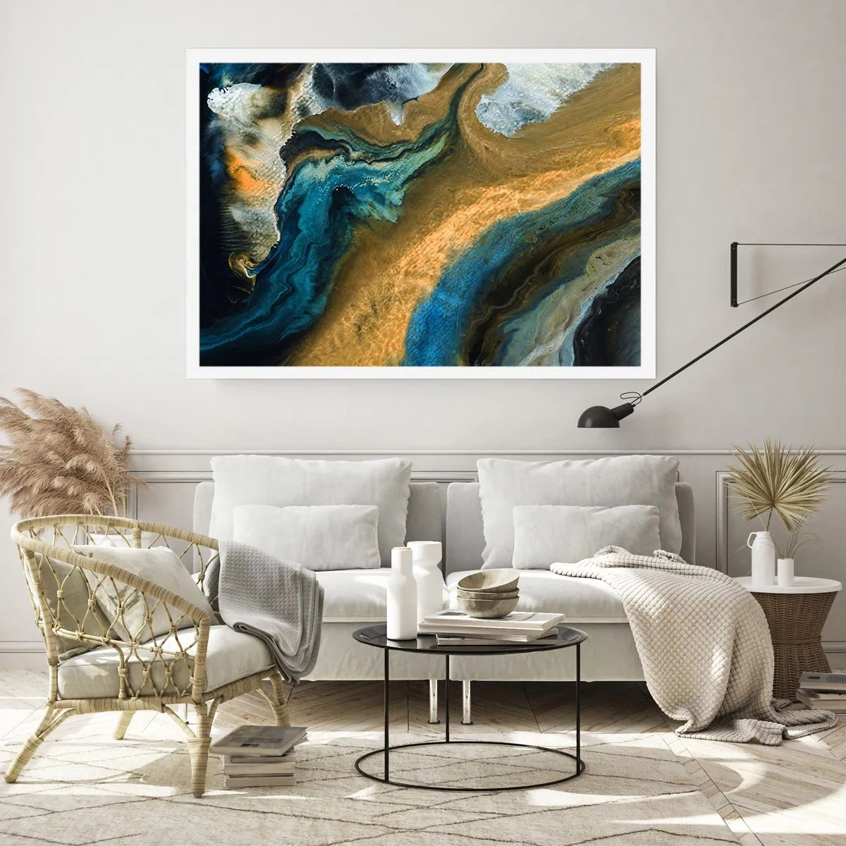 Plakat - Blå - gul - gensidig indflydelse - 100x70 cm