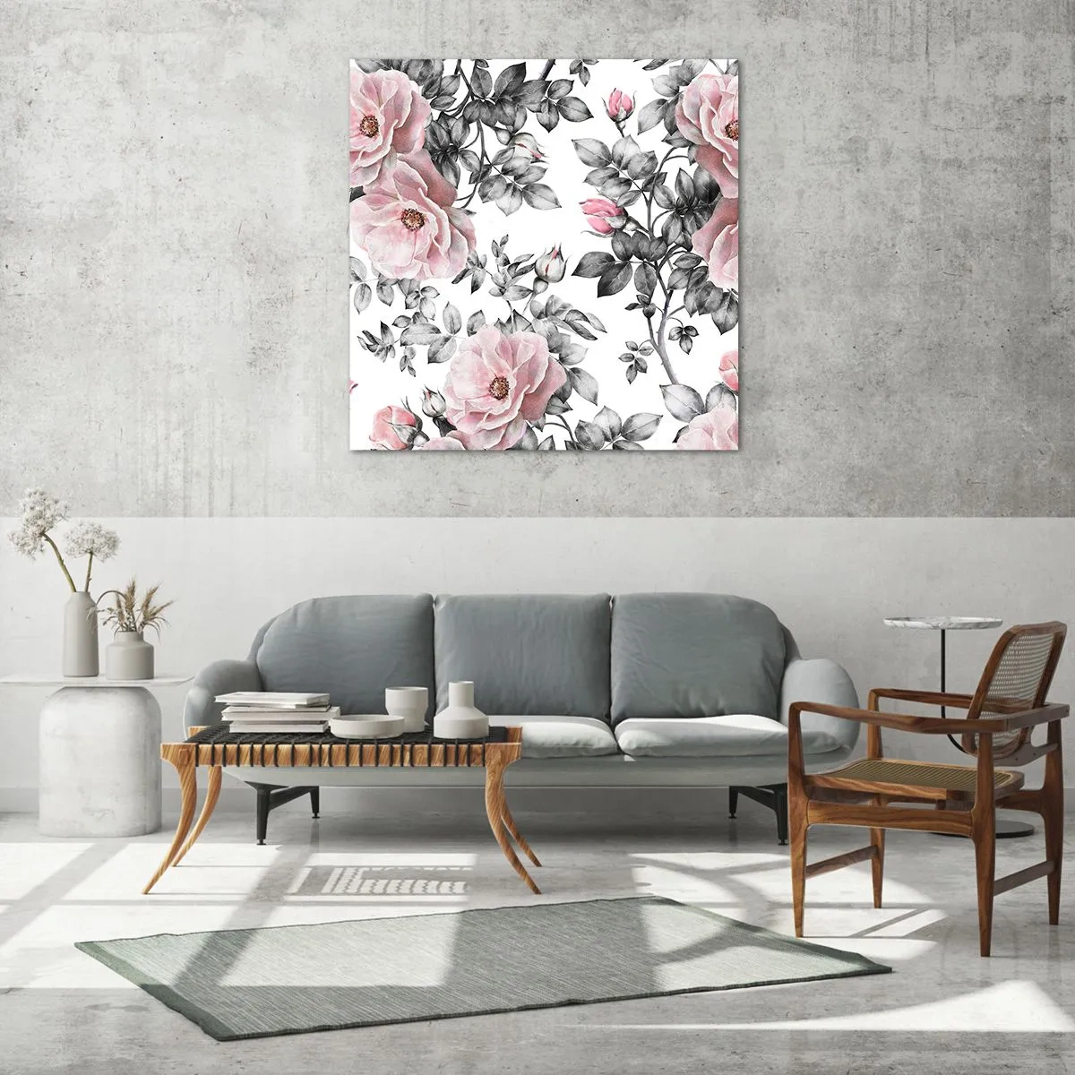 Billede på glas - Forsvind i rosenblomsterne - 50x50 cm