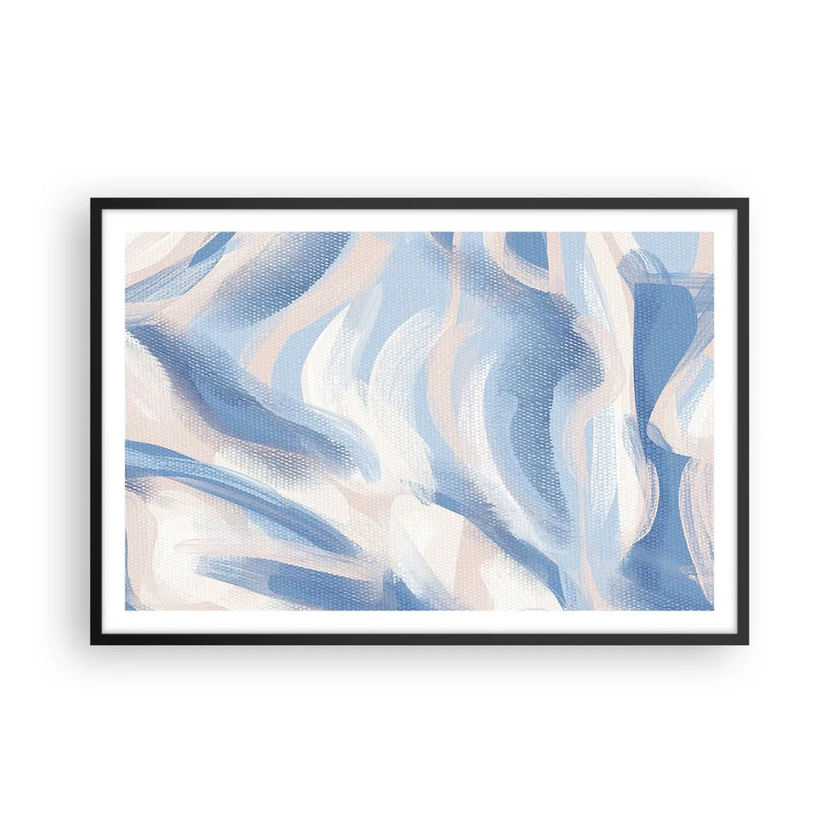 Plakat i sort ramme - Blå krusninger - 91x61 cm