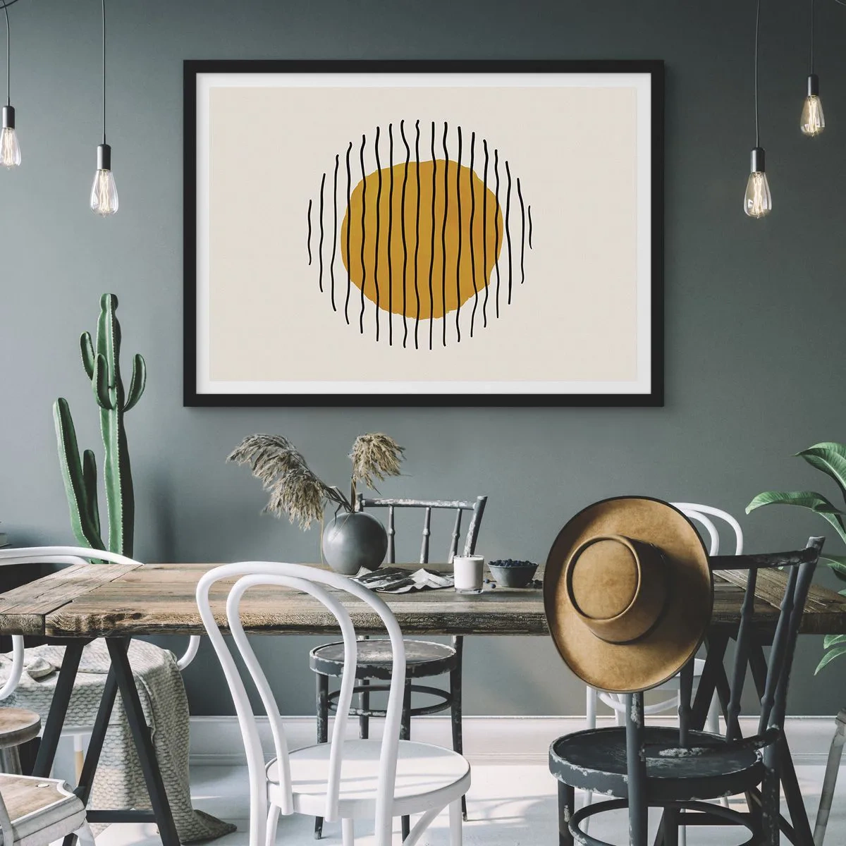 Plakat i sort ramme - Abstraktion, der skælver af varme - 91x61 cm
