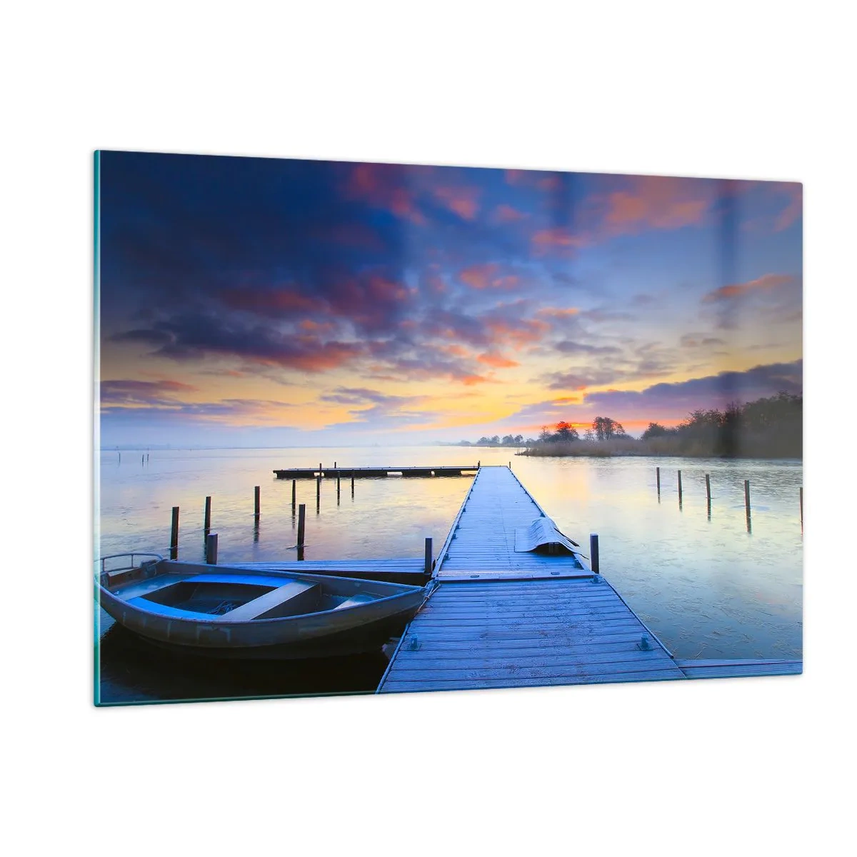 Billede på glas - Violet-gylden sindsro - 120x80 cm