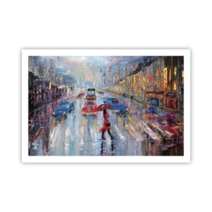 Plakat - Regnfuld eftermiddag i byen - 91x61 cm