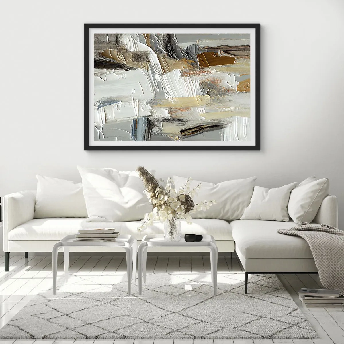 Plakat i sort ramme - Farverige lagdelinger - 70x50 cm