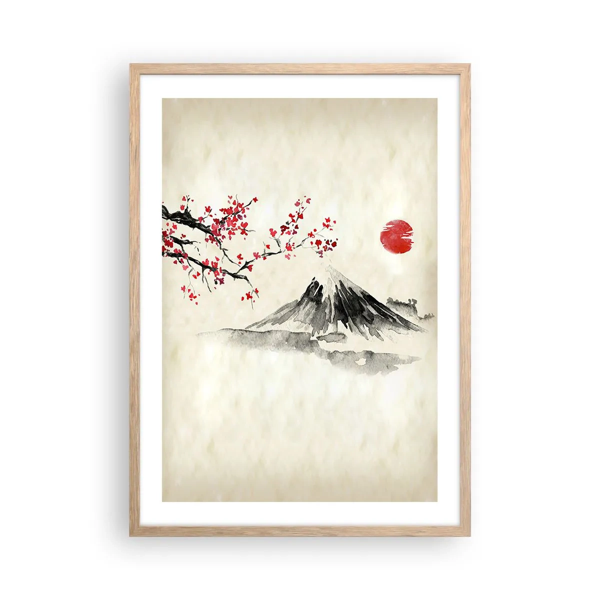 Plakat i ramme af lyst egetræ - Bliv forelsket i Japan - 50x70 cm