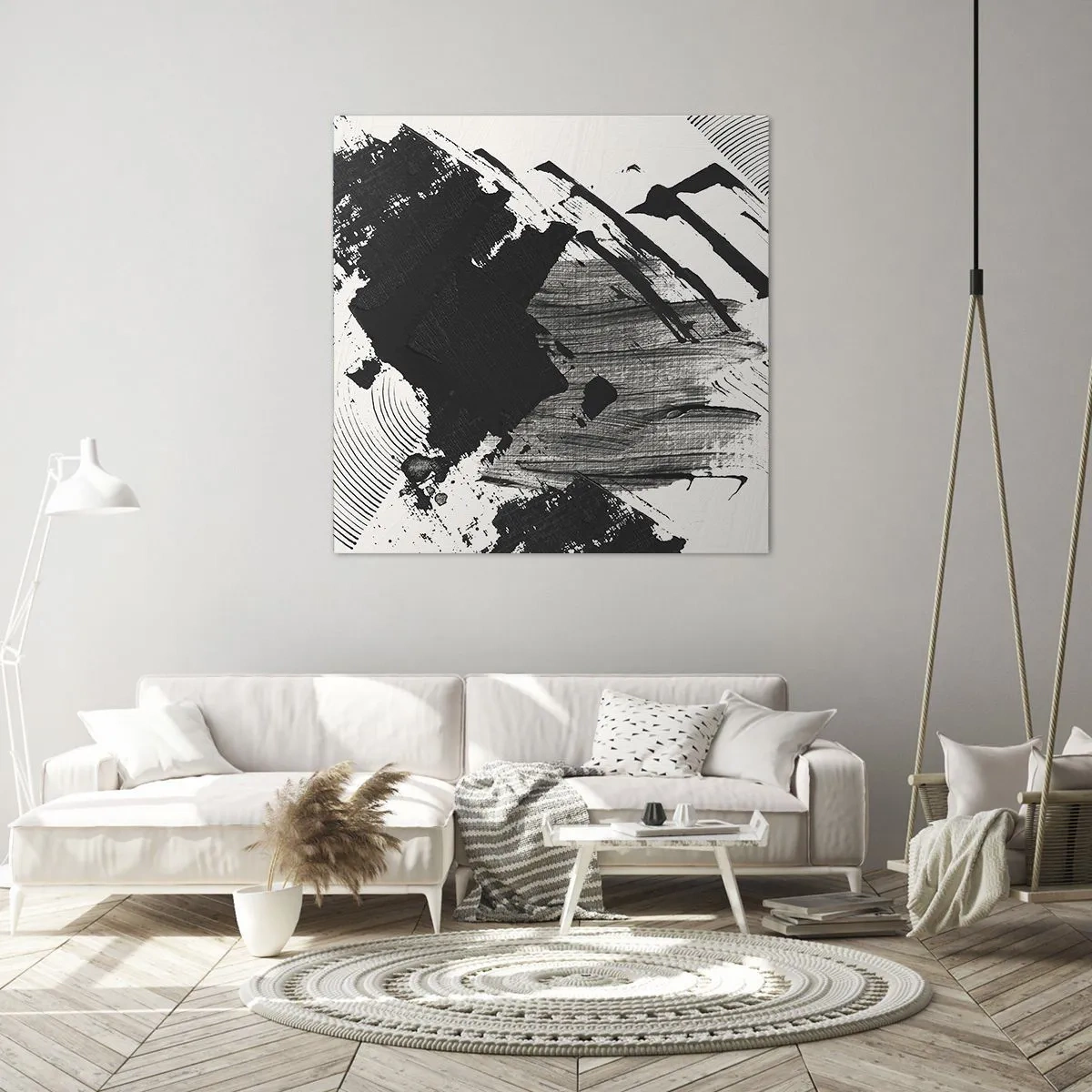 Lærredstryk - Billede på lærred - Abstraktion - det sortes udtryk - 30x30 cm