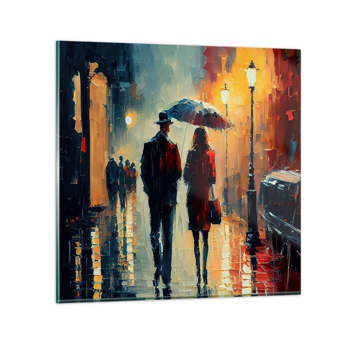 Billede på glas - Urban kærlighedshistorie - 30x30 cm