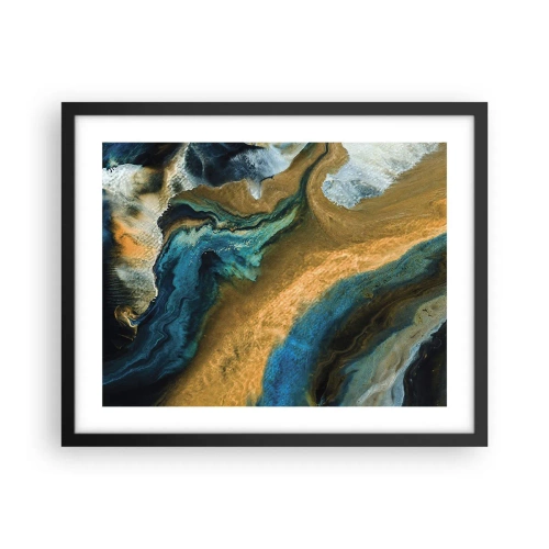 Plakat i sort ramme - Blå - gul - gensidig indflydelse - 50x40 cm