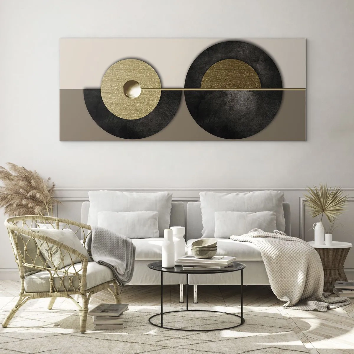 Billede på glas - Variationer omkring en cirkel - 100x40 cm