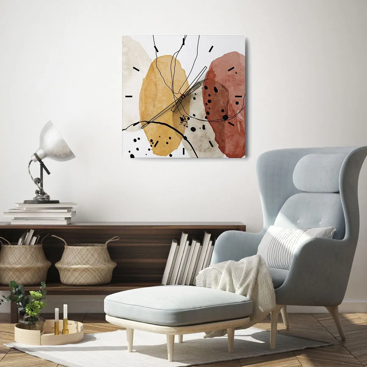 Vægur, Uret - Som lys, klar luft - 40x40 cm