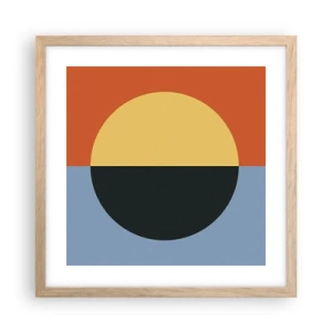 Plakat i ramme af lyst egetræ - En sammensætning af varme og kølighed - 40x40 cm