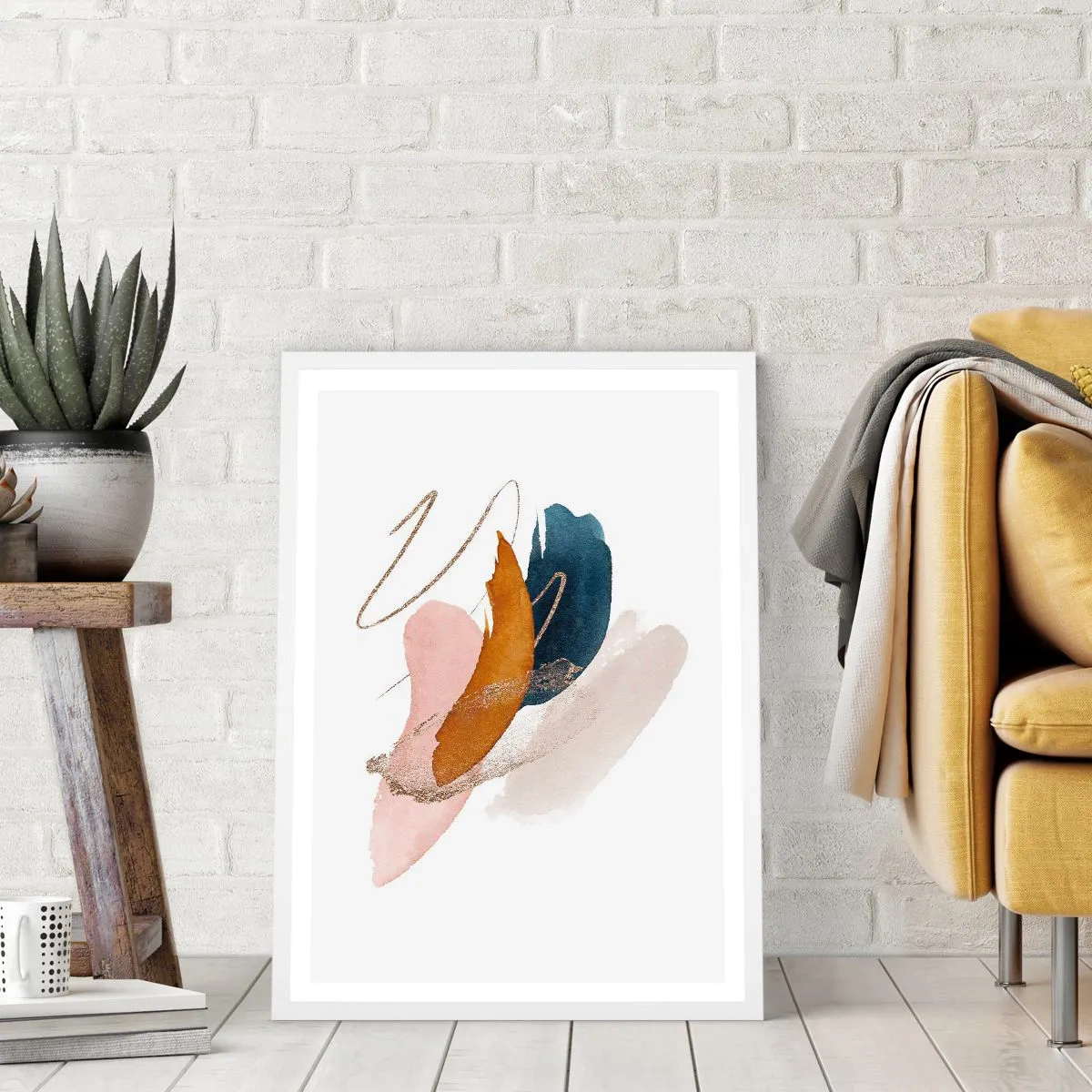 Plakat i hvid ramme - Bevinget sammensætning - 61x91 cm