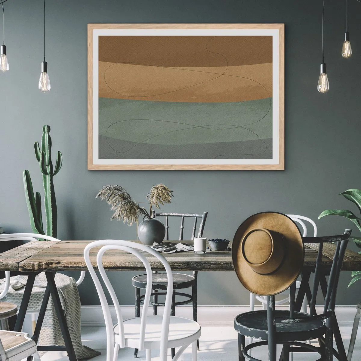 Plakat i ramme af lyst egetræ - Vandret sammensætning - 100x70 cm