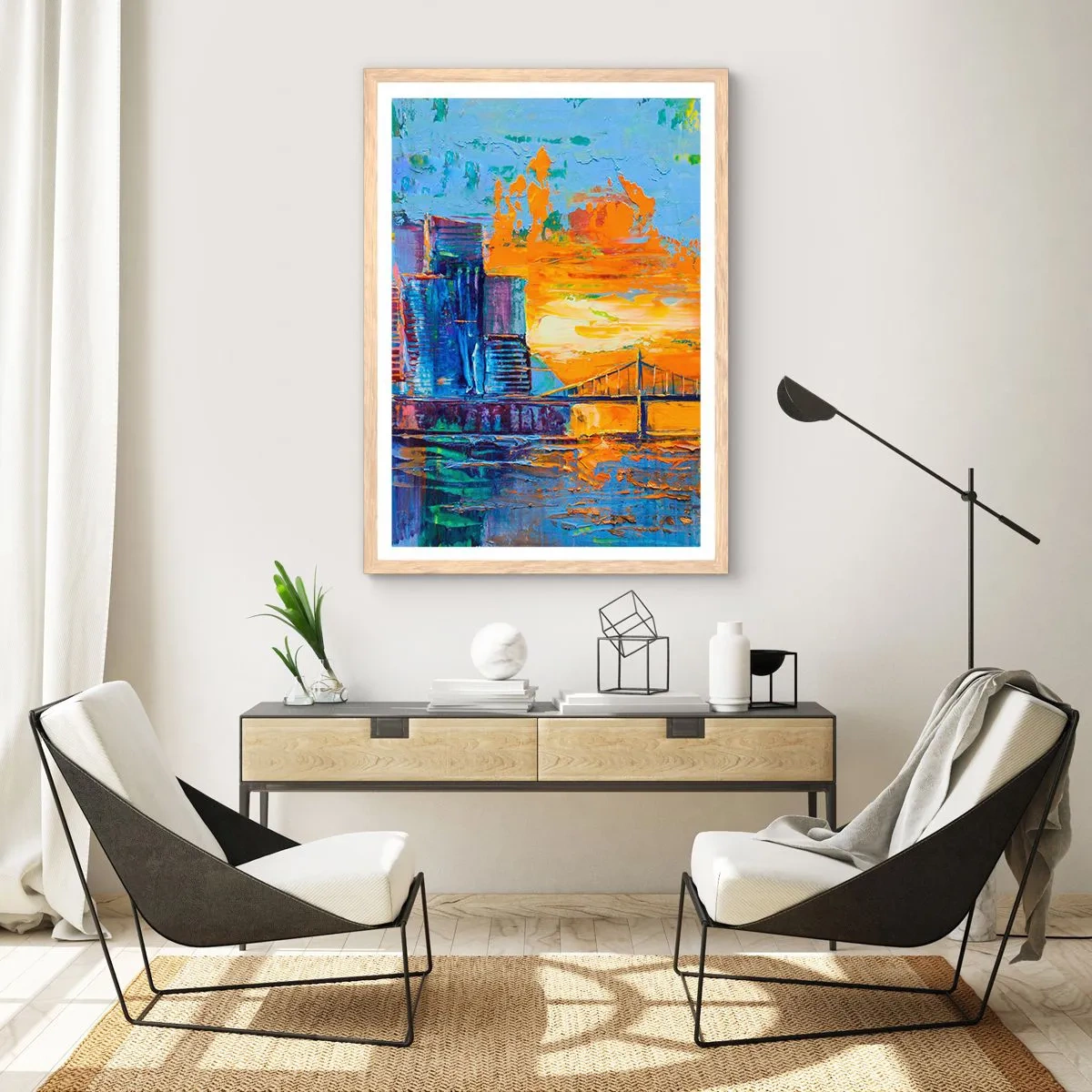 Plakat i ramme af lyst egetræ - Kultur og natur - 61x91 cm