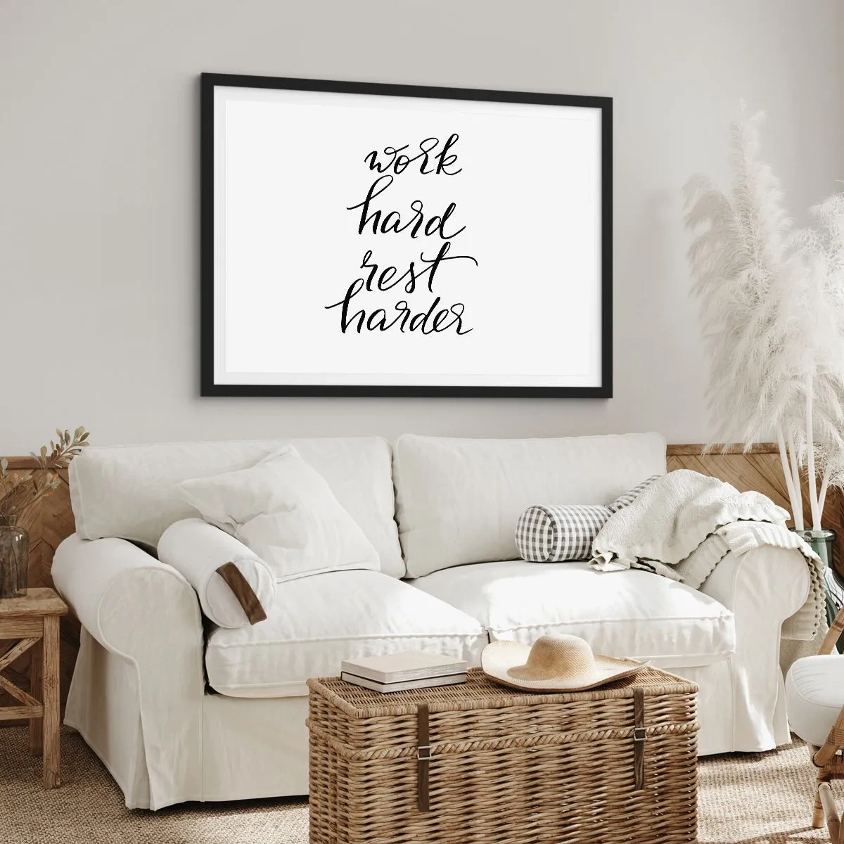 Plakat i sort ramme - Balance i livet - 70x50 cm