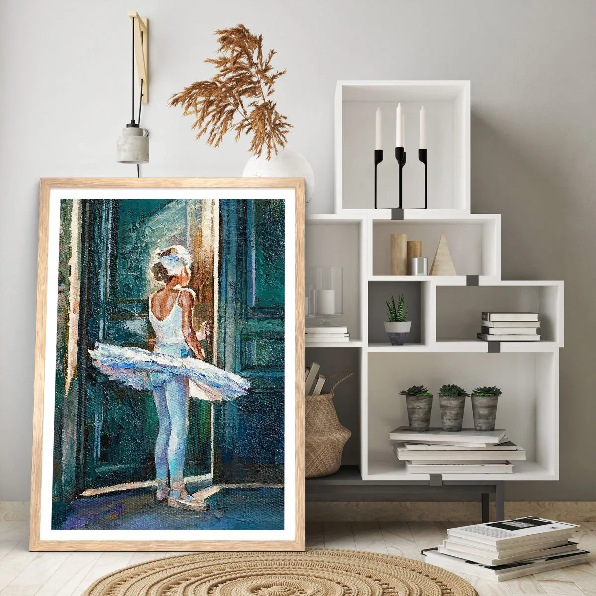 Plakat i ramme af lyst egetræ - Før showet - 70x100 cm