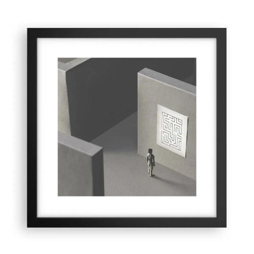 Plakat i sort ramme - Men hvor er jeg? - 30x30 cm