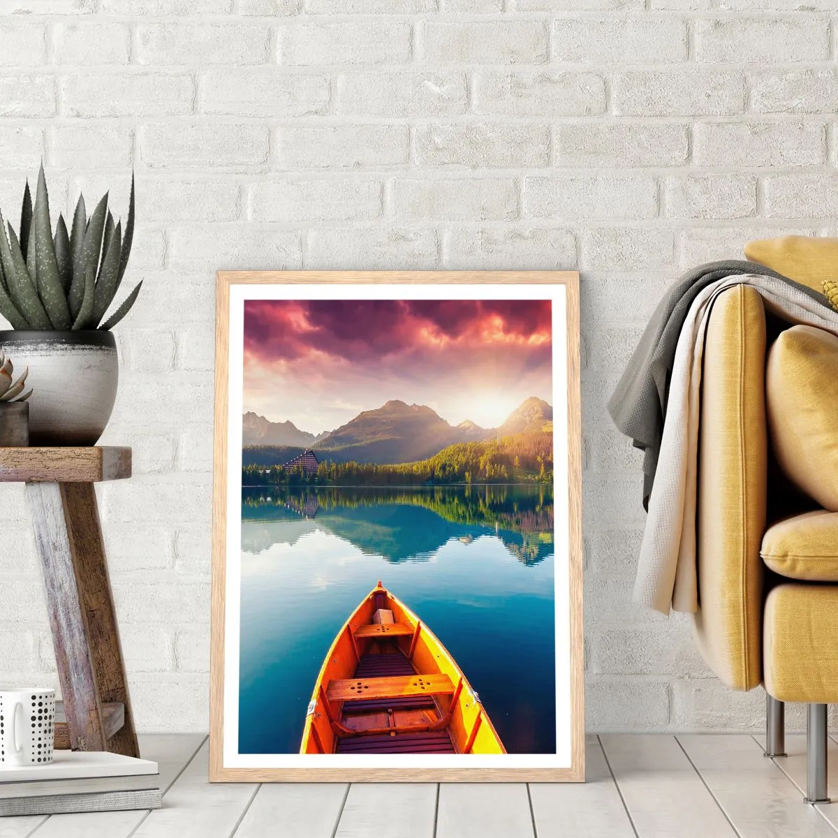 Plakat i ramme af lyst egetræ - Intet imod naturen - 40x50 cm