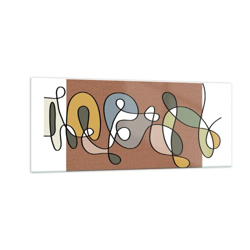 Billede på glas - En abstraktion, der er værd at smile over - 100x40 cm