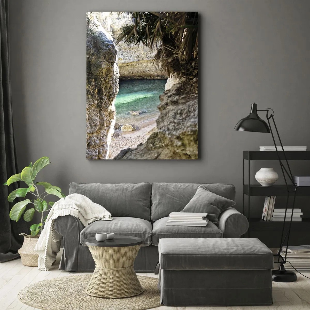 Lærredstryk - Billede på lærred - Turkis bugt - 45x80 cm