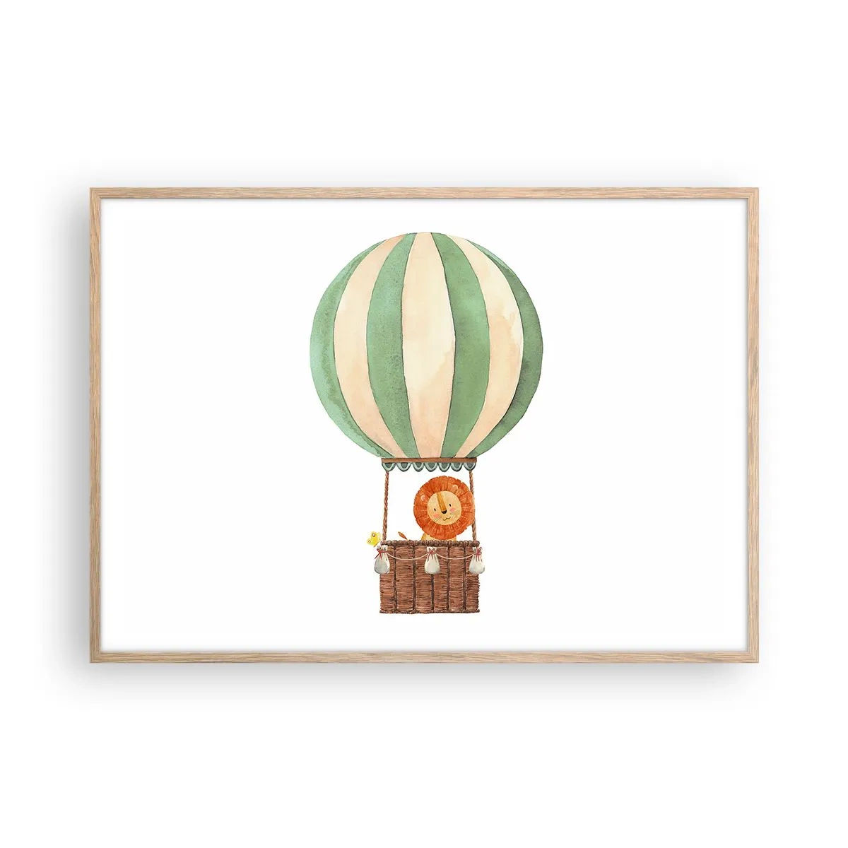 Plakat i ramme af lyst egetræ - Leons rejser - 100x70 cm