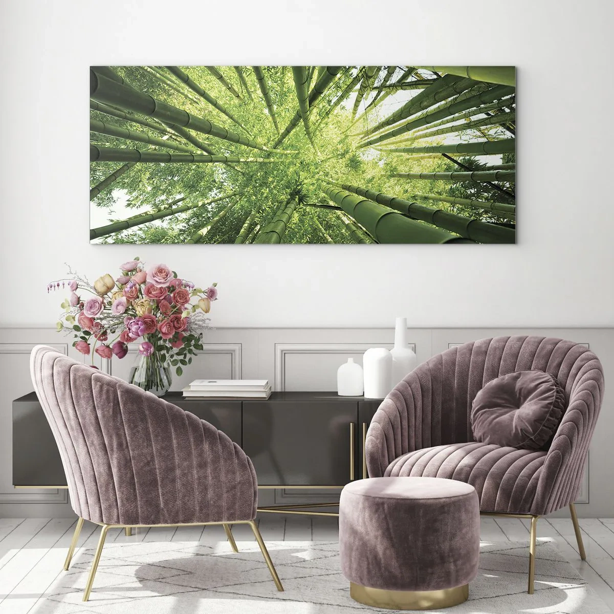Billede på glas - I en bambuslund - 120x50 cm