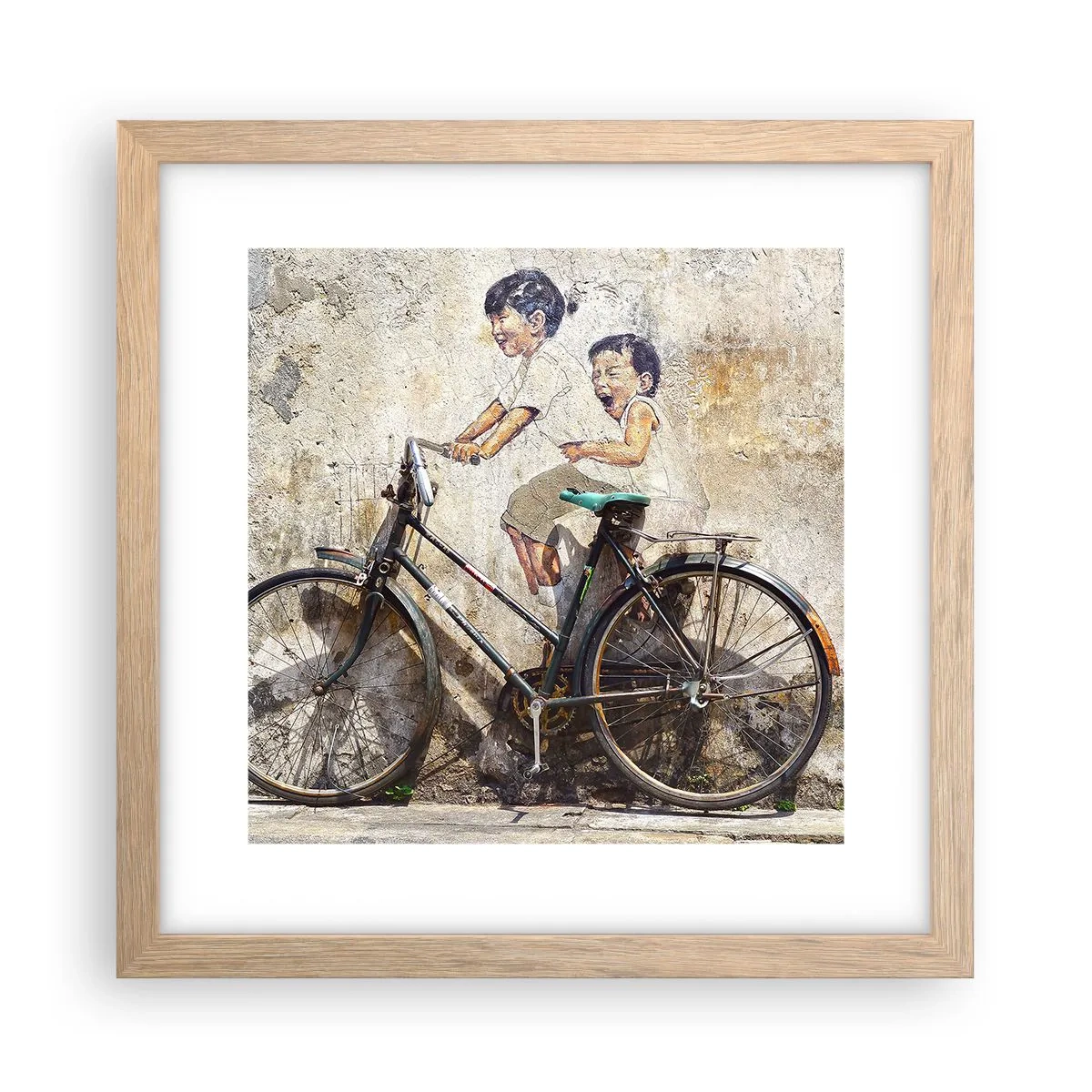 Plakat i ramme af lyst egetræ - Sandt eller falsk? - 30x30 cm