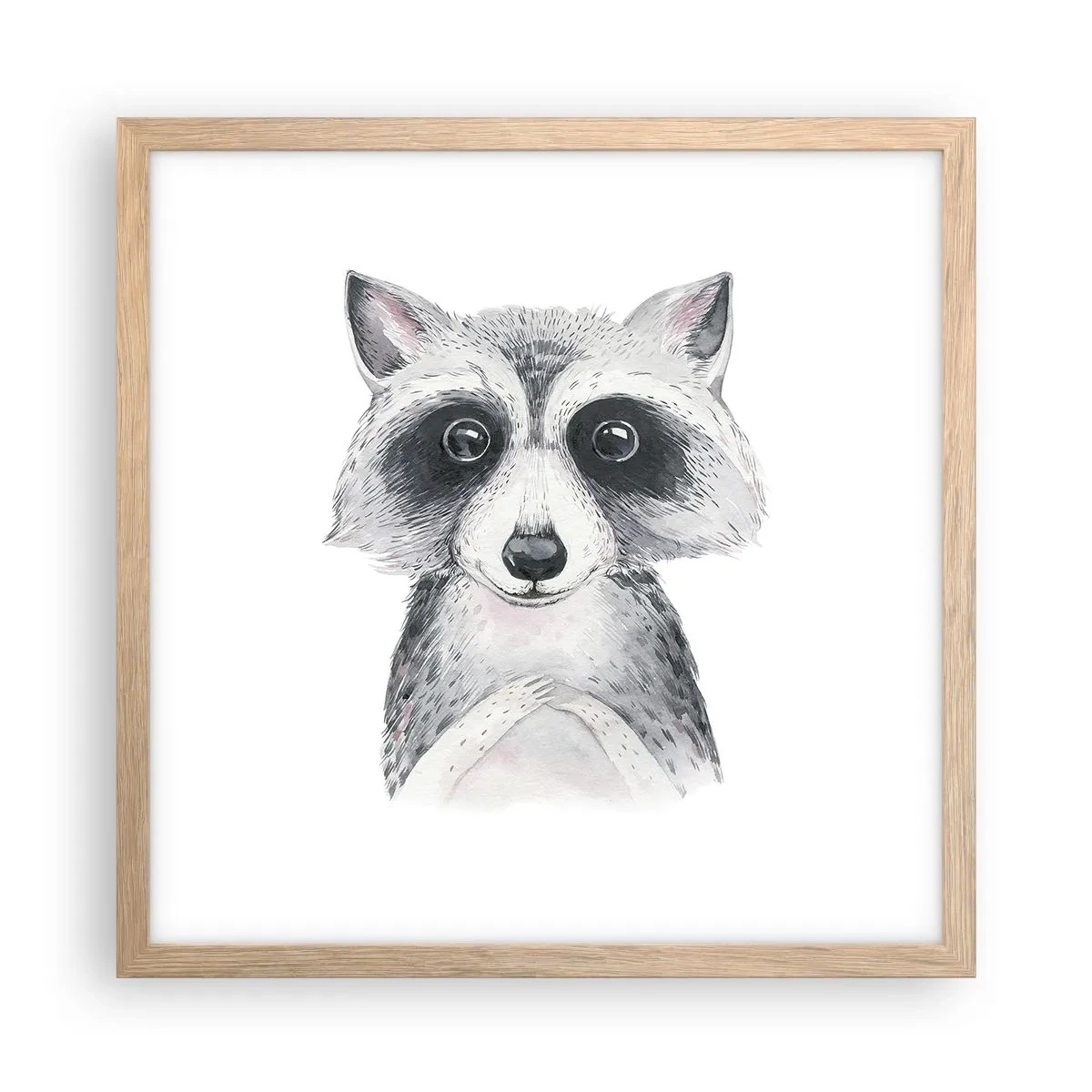 Plakat i ramme af lyst egetræ - Et øjeblik til at trække på skuldrene - 40x40 cm