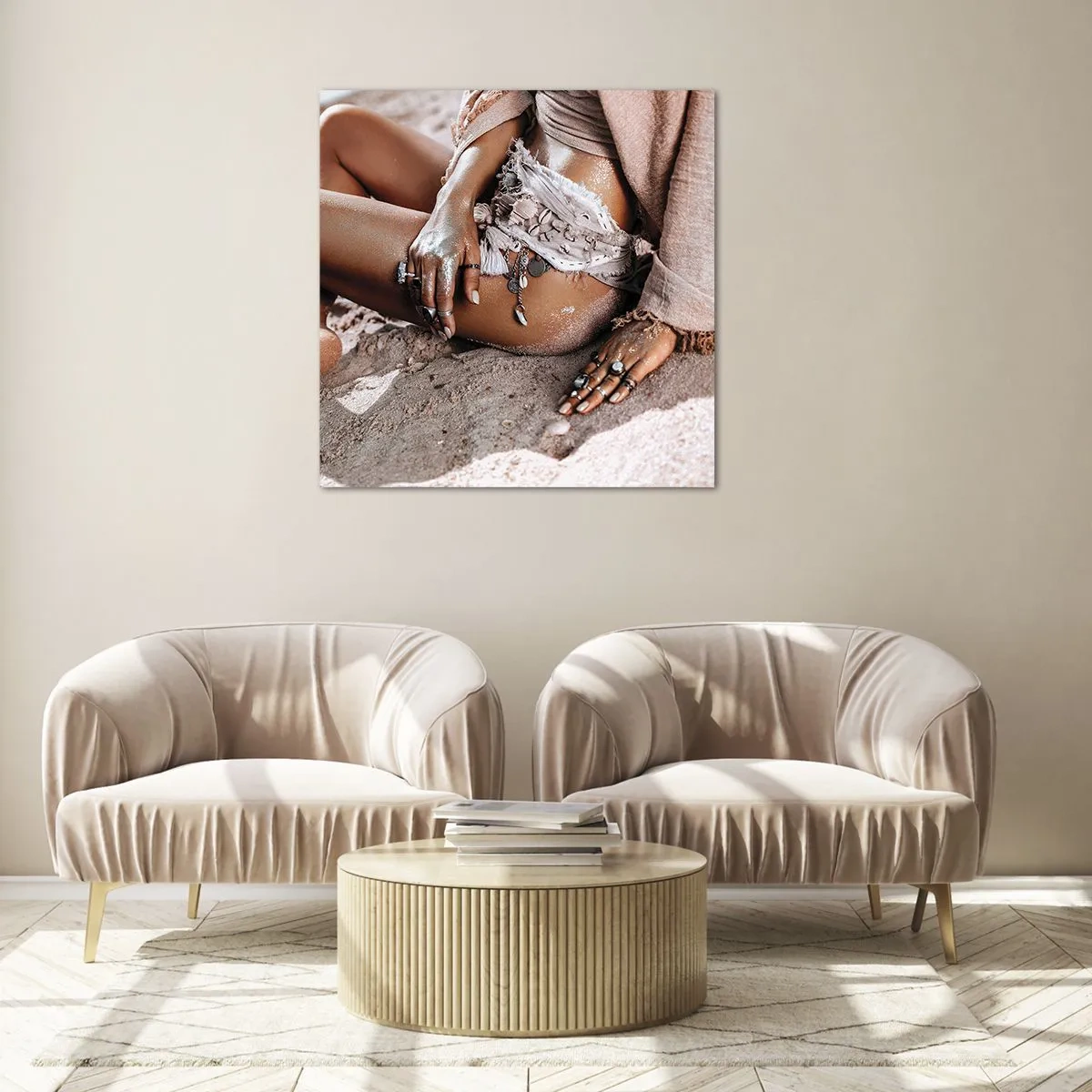 Billede på glas - Kastet ud af bølgerne? - 70x70 cm