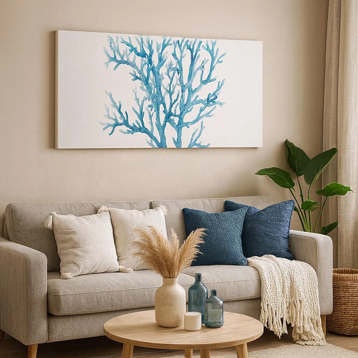 Lærredstryk - Billede på lærred - Marint filigran - 100x40 cm