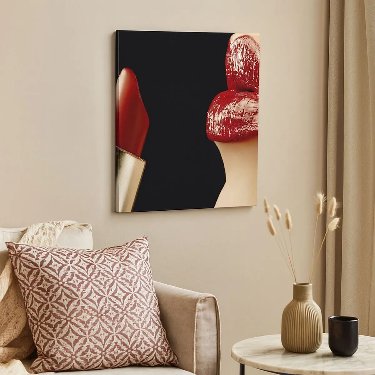 Lærredstryk - Billede på lærred - Karminrødt farves sanselighed og udstråling - 30x30 cm