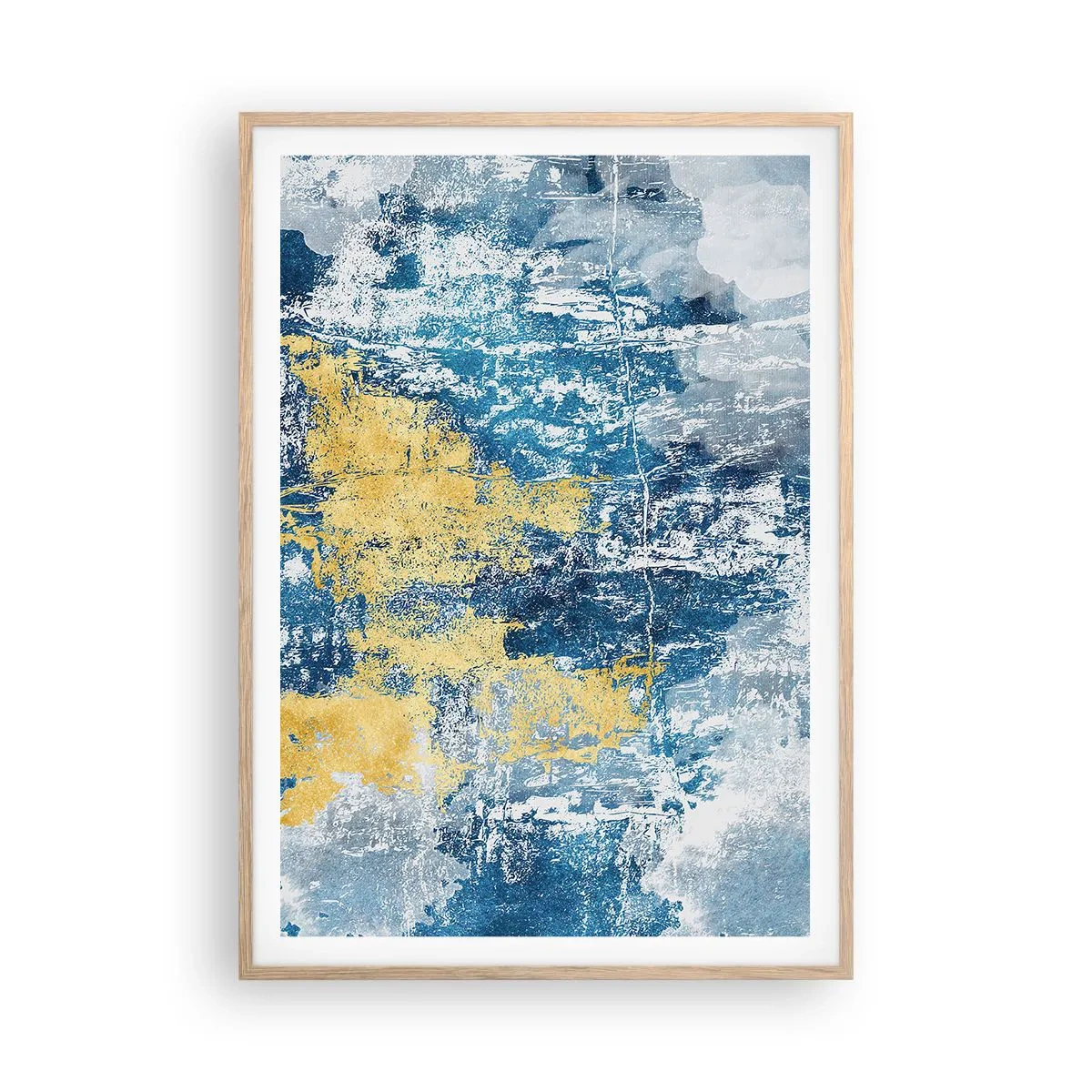 Plakat i ramme af lyst egetræ - En fredfyldt abstraktion - 70x100 cm