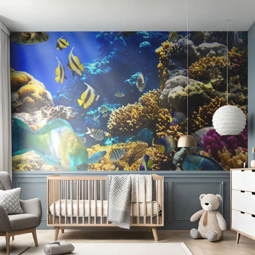 Fototapet Standard Eco - Tung trafik på feriestien - koralrev, Ocean, Fisk - 200x140 cm
