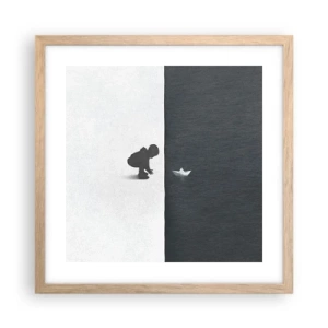 Plakat i ramme af lyst egetræ - Stor ekspedition - 40x40 cm