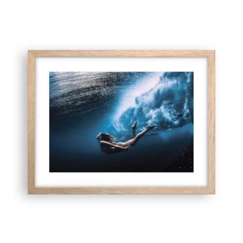 Plakat i ramme af lyst egetræ - Den moderne havfrue - 40x30 cm