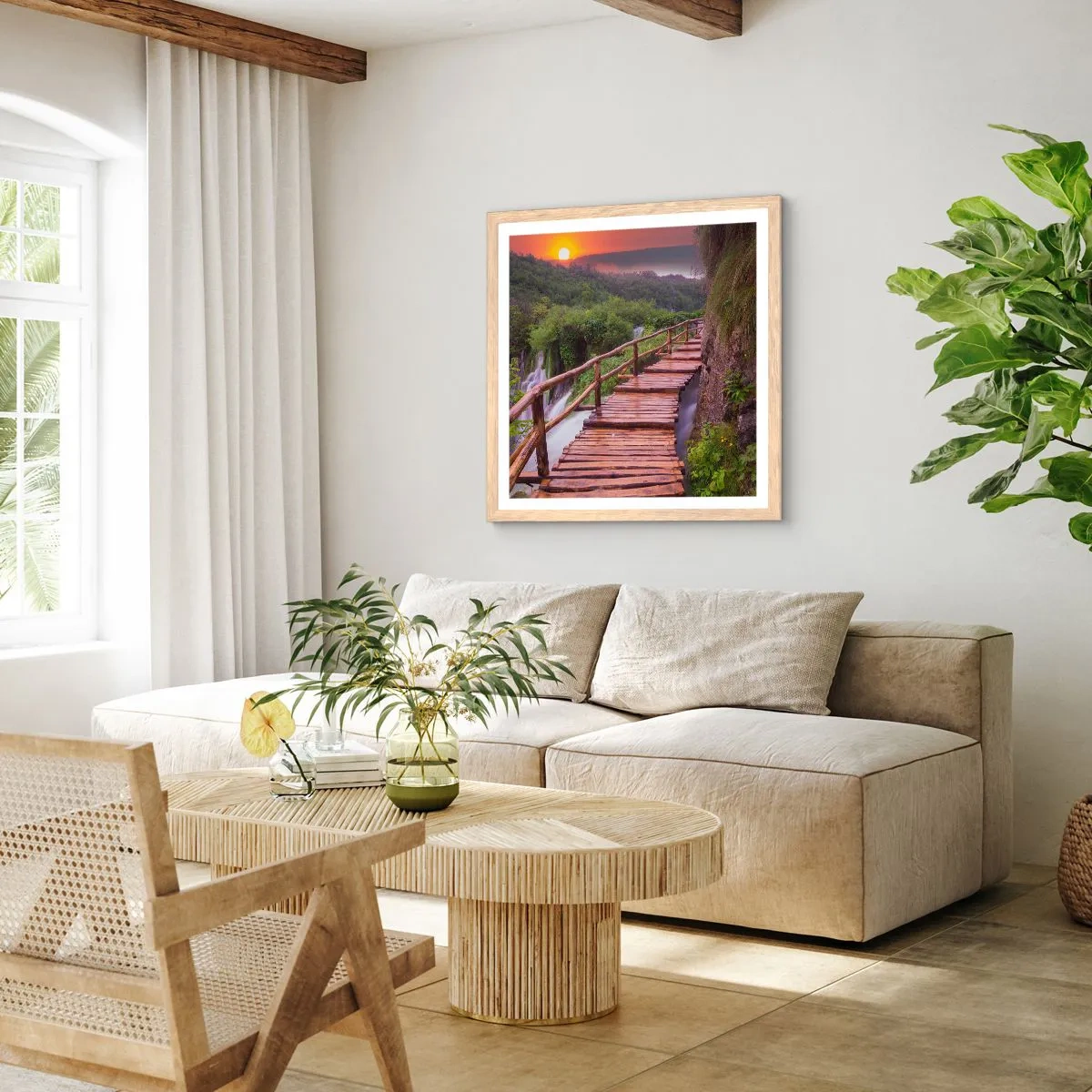 Plakat i ramme af lyst egetræ - En utrolig skønhed - 30x30 cm