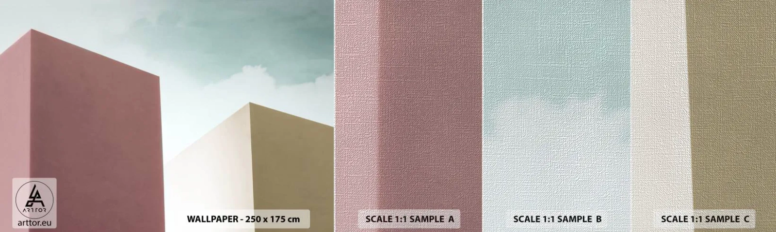 Prøve Fototapet Premium Canvas - Geometri af en solrig sommer - Bygninger, Arkitektur, Tredimensionel - 100x30 cm