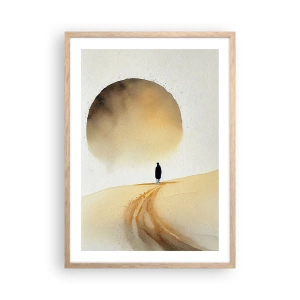 Plakat i ramme af lyst egetræ - Altid længselsfulde - 50x70 cm