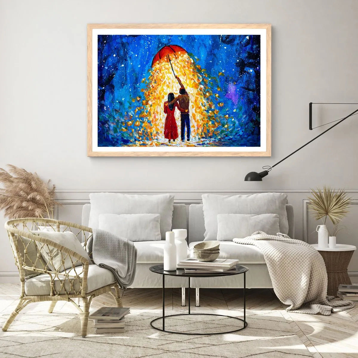 Plakat i ramme af lyst egetræ - Magien ved en regnfuld aften? - 91x61 cm