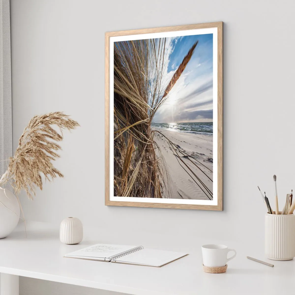 Plakat i ramme af lyst egetræ - Et møde mellem elementerne - 30x40 cm