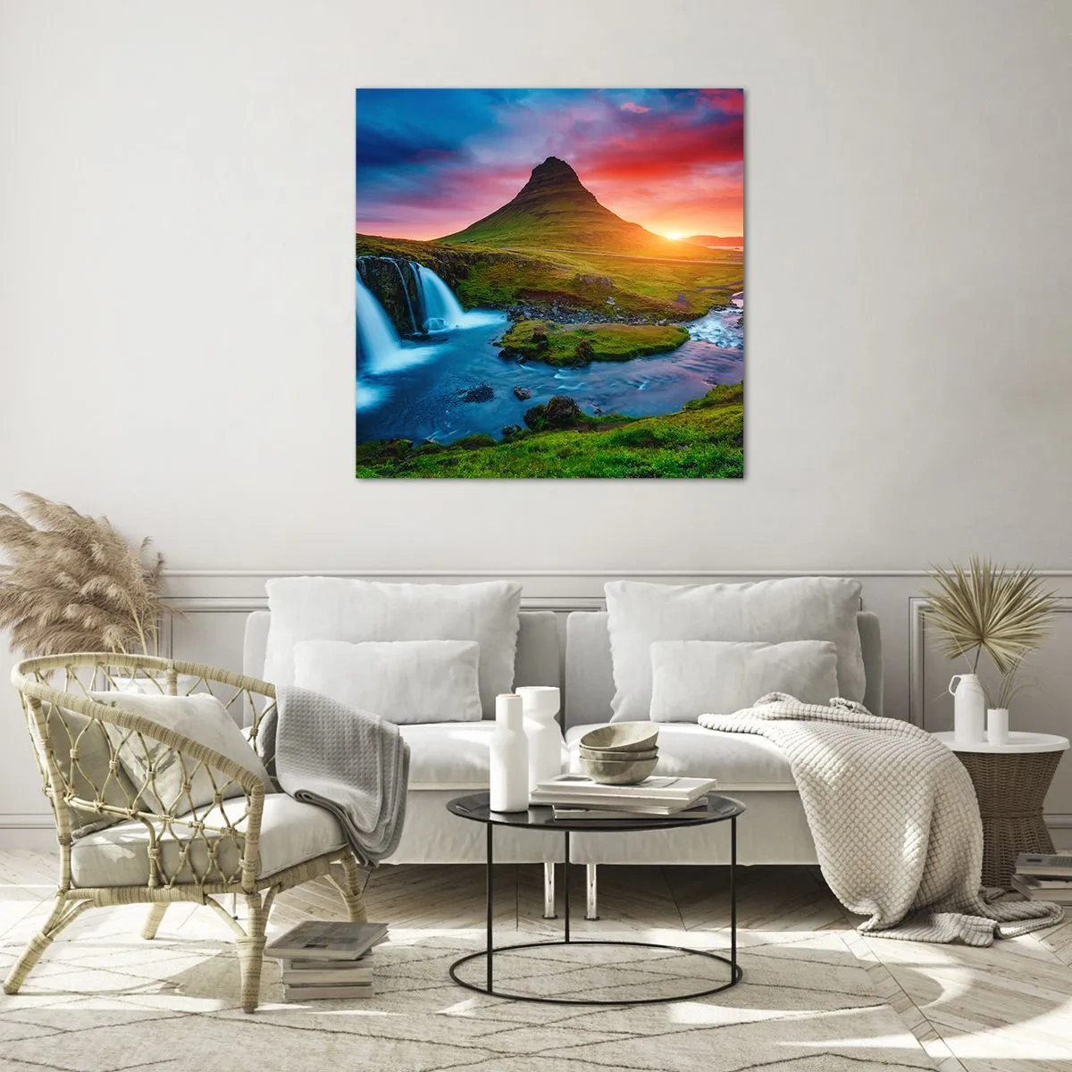 Billede på glas - Island - ild og vand - 40x40 cm