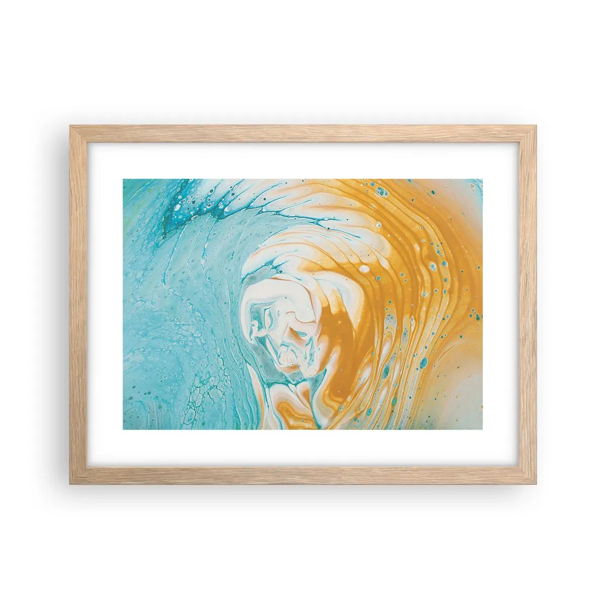 Plakat i ramme af lyst egetræ - Pastel hvirvel - 40x30 cm