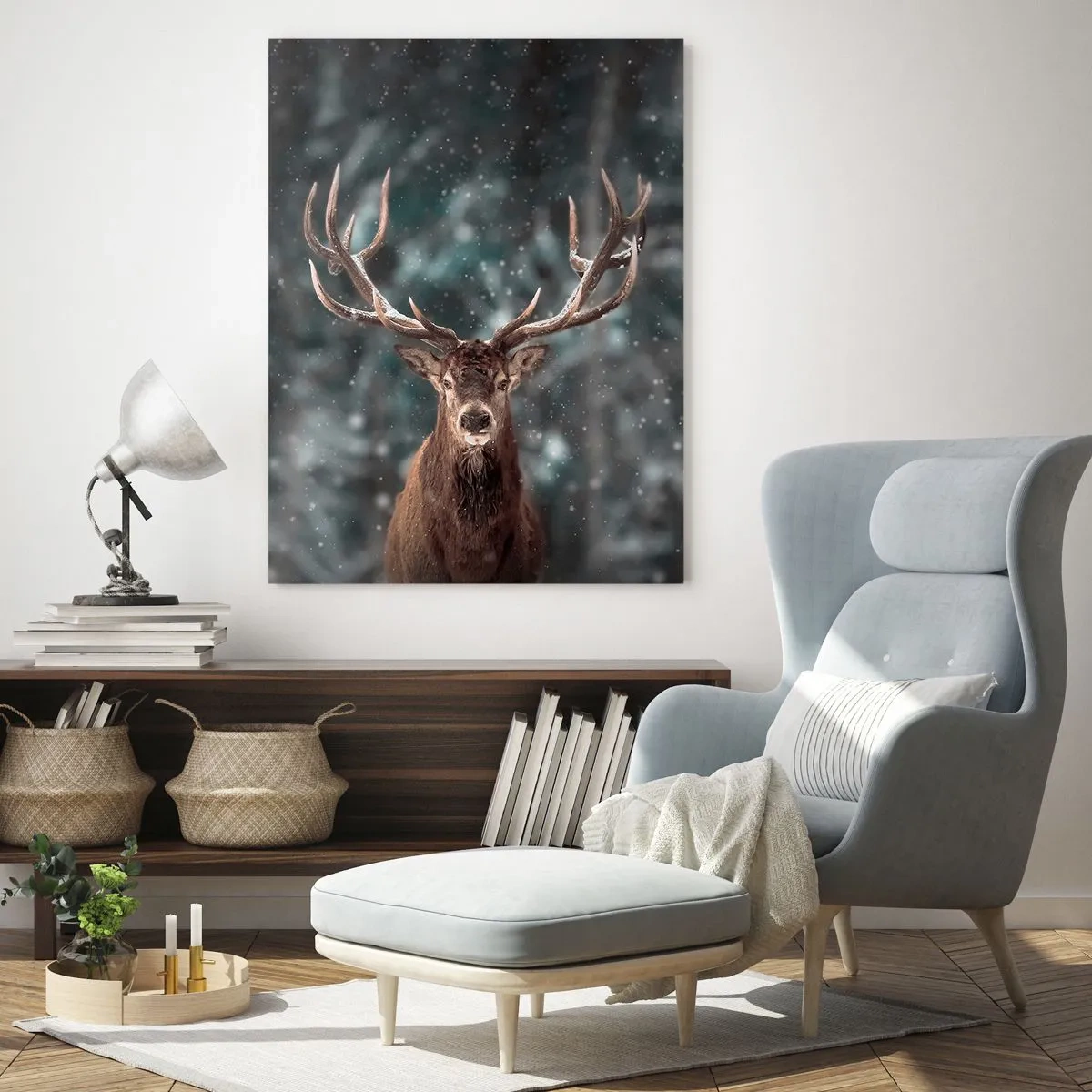 Billede på glas - Skovens konge kronet - 50x70 cm