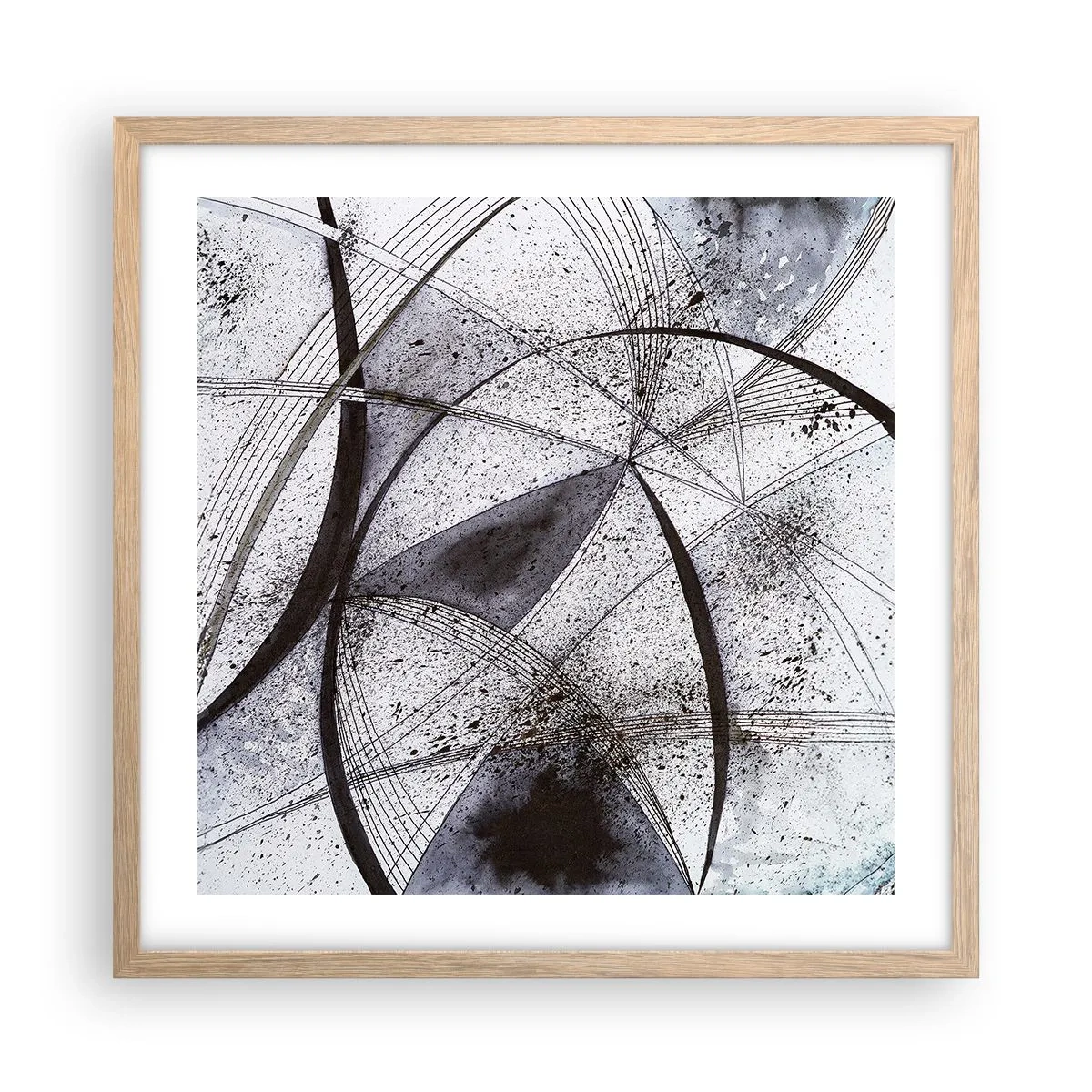 Plakat i ramme af lyst egetræ - Futuristisk fantasi - 50x50 cm