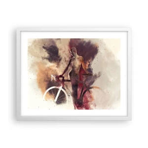 Plakat i hvid ramme - I marmor former den cyklende sjæl - 50x40 cm